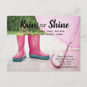 Carte Postale Enfants Bottes de pluie Parapluie pluie immobilier