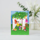 Carte Postale Enfants célébrant la fête juive de Sukkot (Debout devant)