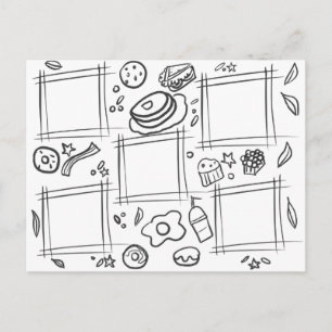 Carte Postale Enfants Couleur Foodie Petit-déjeuner Amusant Dess