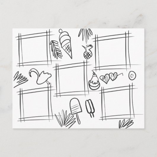 Carte Postale Enfants Couleur Tropical Dessin amusant Doodé (Devant)