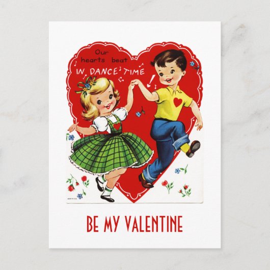 Carte postale Enfants Dansant Retro Valentine (Devant)