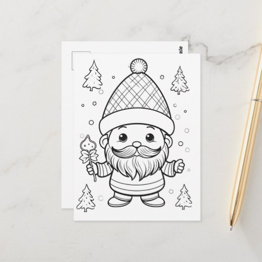 Carte Postale Enfants de lutin festifs coloriage  (Devant/Arrière en situation)