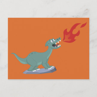 Carte Postale Enfants Dinosaure respirant le feu Art par Jeff Ne