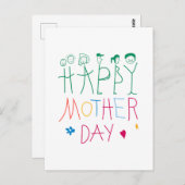 Carte Postale Enfants Doodle Bonne Fête des Mères (Devant / Derrière)