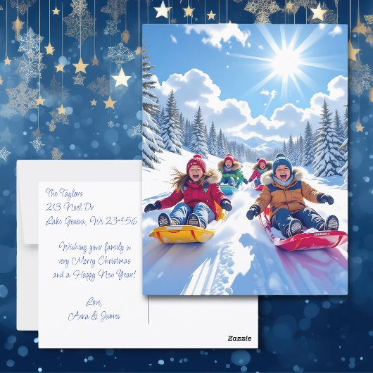 Carte Postale Enfants Dormir Hiver Noël personnalisé