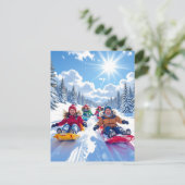 Carte Postale Enfants Dormir Hiver Noël personnalisé (Debout devant)