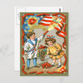 Carte Postale Enfants - Drapeau Fireworks (Devant / Derrière)