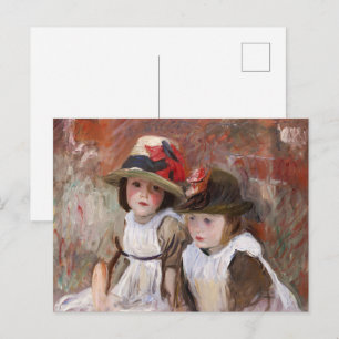 Carte Postale Enfants du village en chapeau de soleil par John S