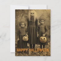 Enfants effrayants de Halloween rétro avec des cit