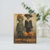 Carte Postale Enfants effrayants de Halloween rétro avec des cit (Debout devant)