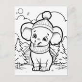 Carte Postale Enfants éléphants de fête colorant (Devant)