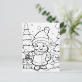 Carte Postale Enfants elfes festifs coloriage  (Debout devant)