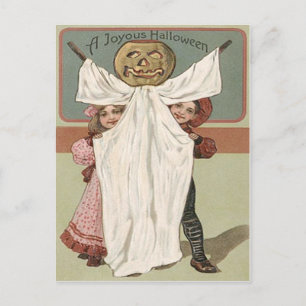 Carte Postale Enfants Fantôme Jack O' Lantern Citrouille