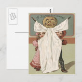 Carte Postale Enfants Fantôme Jack O'Lantern Citrouille (Devant / Derrière)