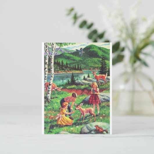 Carte Postale Enfants Fleuris (Debout devant)