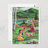 Carte Postale Enfants Fleuris (Devant / Derrière)