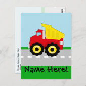 Carte Postale Enfants garçons Construction camion (Devant / Derrière)