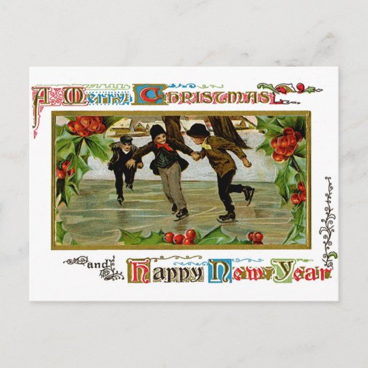 Carte Postale Enfants Iceskating (Devant)