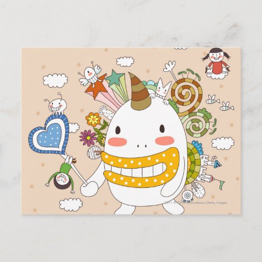 Carte Postale Enfants jouant avec le monstre (Devant)