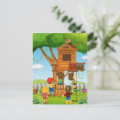 Carte Postale Enfants jouant sur la cabane (Debout devant)