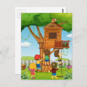 Carte Postale Enfants jouant sur la cabane (Devant / Derrière)