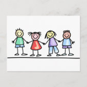 Carte Postale Enfants main dans la main (Devant)