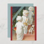 Carte Postale Enfants marchant sur la pointe des pieds dans l'es (Devant / Derrière)