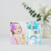 Carte Postale Enfants Merci arc-en-ciel Retro coloré (Debout devant)