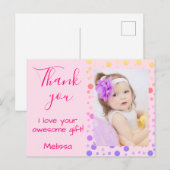 Carte Postale Enfants Merci Mignon Multicolore Points (Devant / Derrière)