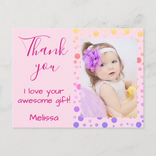 Carte Postale Enfants Merci Mignon Multicolore Points (Devant)