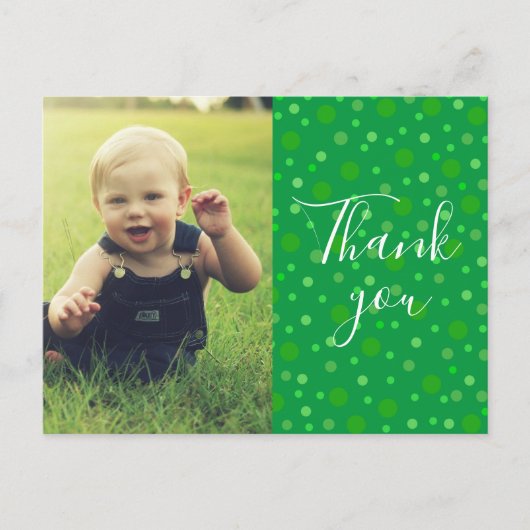 Carte Postale Enfants Merci Vert Polka (Devant)