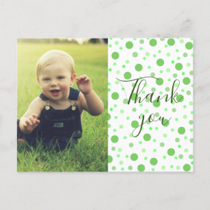 Carte Postale Enfants Merci Vert Polka