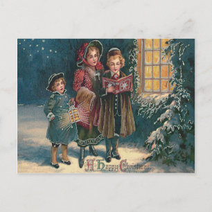 Carte Postale Enfants mignons chantant des chants de Noël