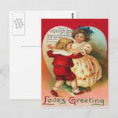 Carte Postale Enfants mignons Danser Poème Coeur (Devant / Derrière)