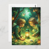 Carte Postale Enfants mignons en forêt (Devant / Derrière)