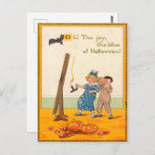 Carte Postale Enfants Mignons Farce Citrouille (Devant / Derrière)