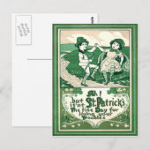 Carte Postale Enfants mignons Leprechaun Danse Shamrock (Devant / Derrière)