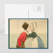Carte Postale Enfants néerlandais vintages s'embrasser (Devant / Derrière)