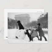 Carte Postale Enfants neige Paris 1930 (Devant / Derrière)