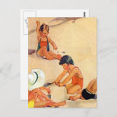 Carte Postale Enfants nostalgiques jouant dans le sable (Devant / Derrière)