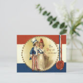 Carte Postale Enfants Oncle Sam Lady Liberty Star (Debout devant)