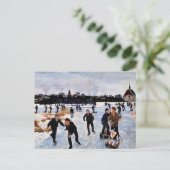 Carte Postale Enfants patinage en dehors de faborg (Debout devant)