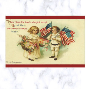 Carte Postale Enfants patriotiques vintage Première Guerre mondi