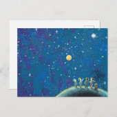 Carte Postale Enfants Regardant Night Starry Sky (Devant / Derrière)