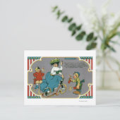 Carte Postale Enfants Tormentant une femme avec des feux d'artif (Debout devant)