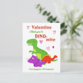 Carte Postale Enfants Valentines Day Dino-mite Dinosaur (Debout devant)