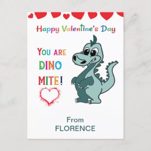 Carte Postale Enfants Valentines Jour Classe Dinosaur - dinomite
