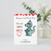 Carte Postale Enfants Valentines Jour Classe Dinosaur - dinomite (Debout devant)