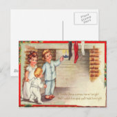 Carte Postale Enfants vérifiant les chaussettes (Devant / Derrière)