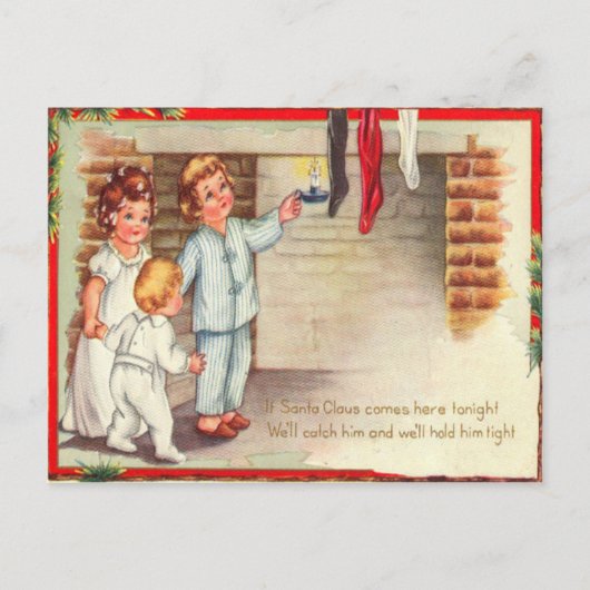 Carte Postale Enfants vérifiant les chaussettes (Devant)